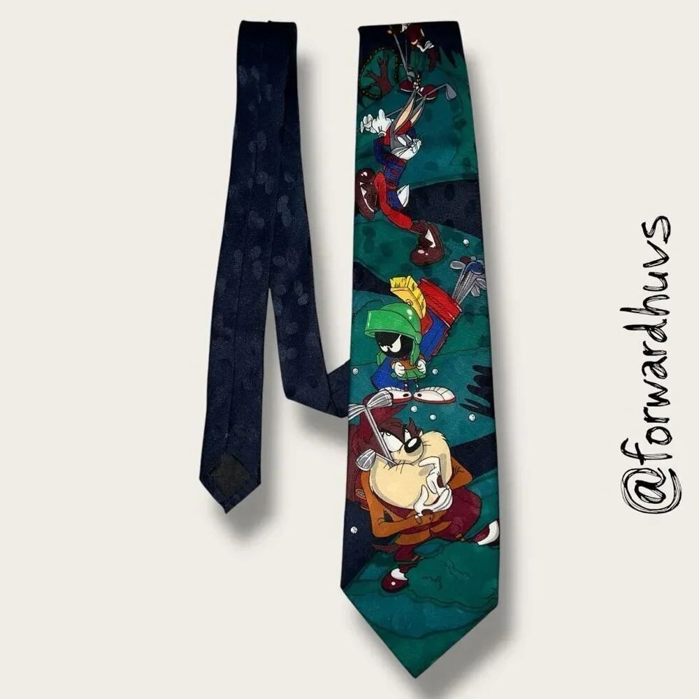 1990s Looney Tunes Mania Golf Tie – Bugs Bunny, Marvin, Wile E. Coyote, Taz